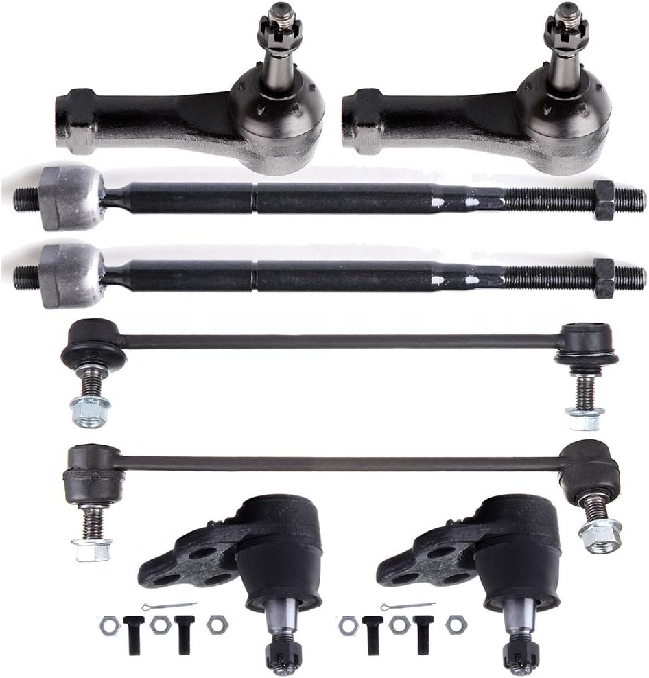 LSAILON 8pcs Lower Ball Joints Outer Tie Rod Ends Front Sway Bar End Links Inner Tie Rod Ends Kit Fit for 2005-2007 for Chevy Equinox 2006-2007 for Pontiac Torrent