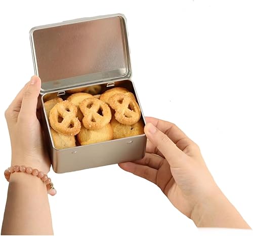 Shirin Packaging 1 lata cuadrada de metal para galletas con tapas, caja de lata pequeña con tapa, cajas de lata de galletas de regalo, caja de