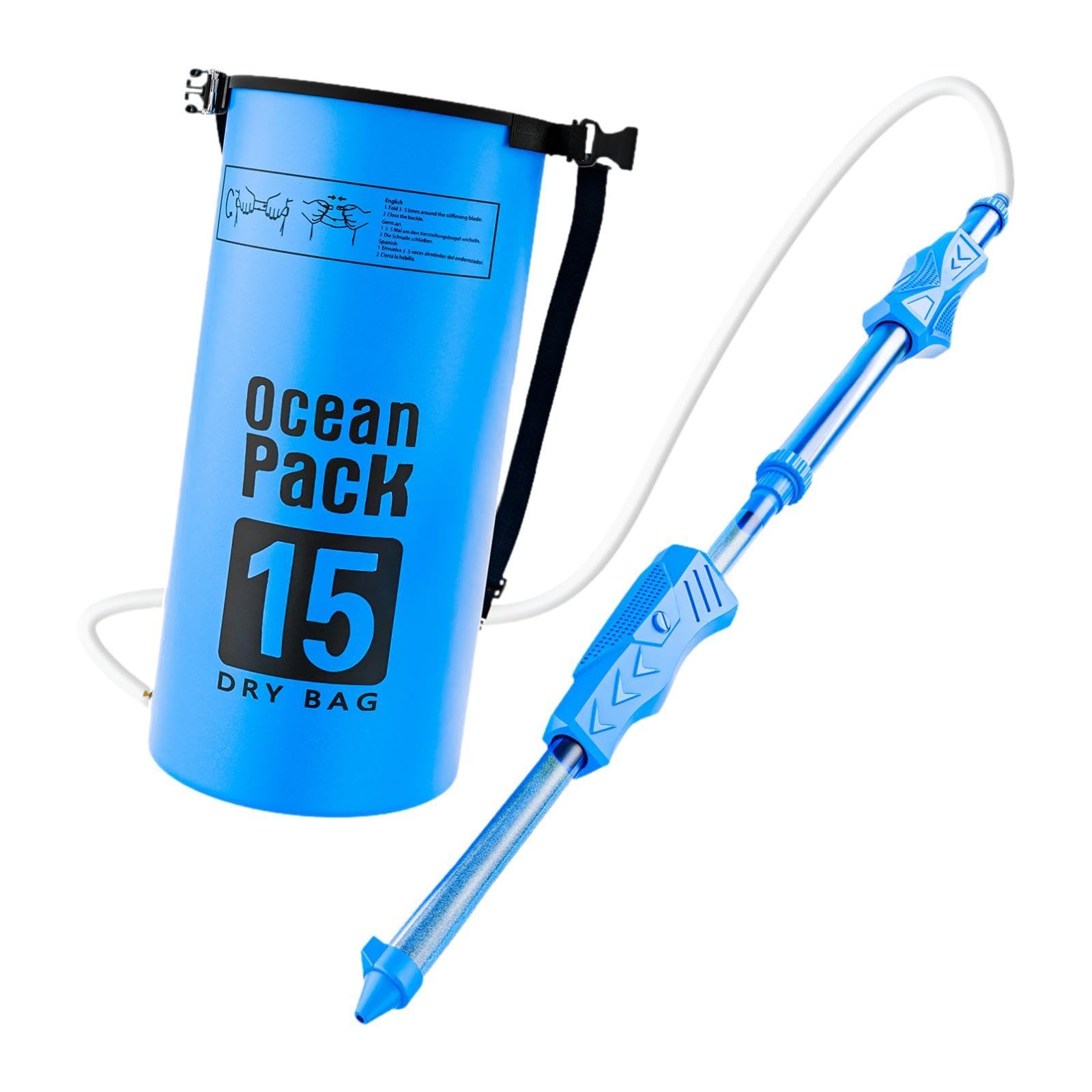 Qianly Backpack Wasser Spritzer Set Multifunktionales Spritzspielzeug mit Ziehfunktion Haltbares Pp Material Große Kapazität Kompakter Sprinkler für Outdoor, Blau