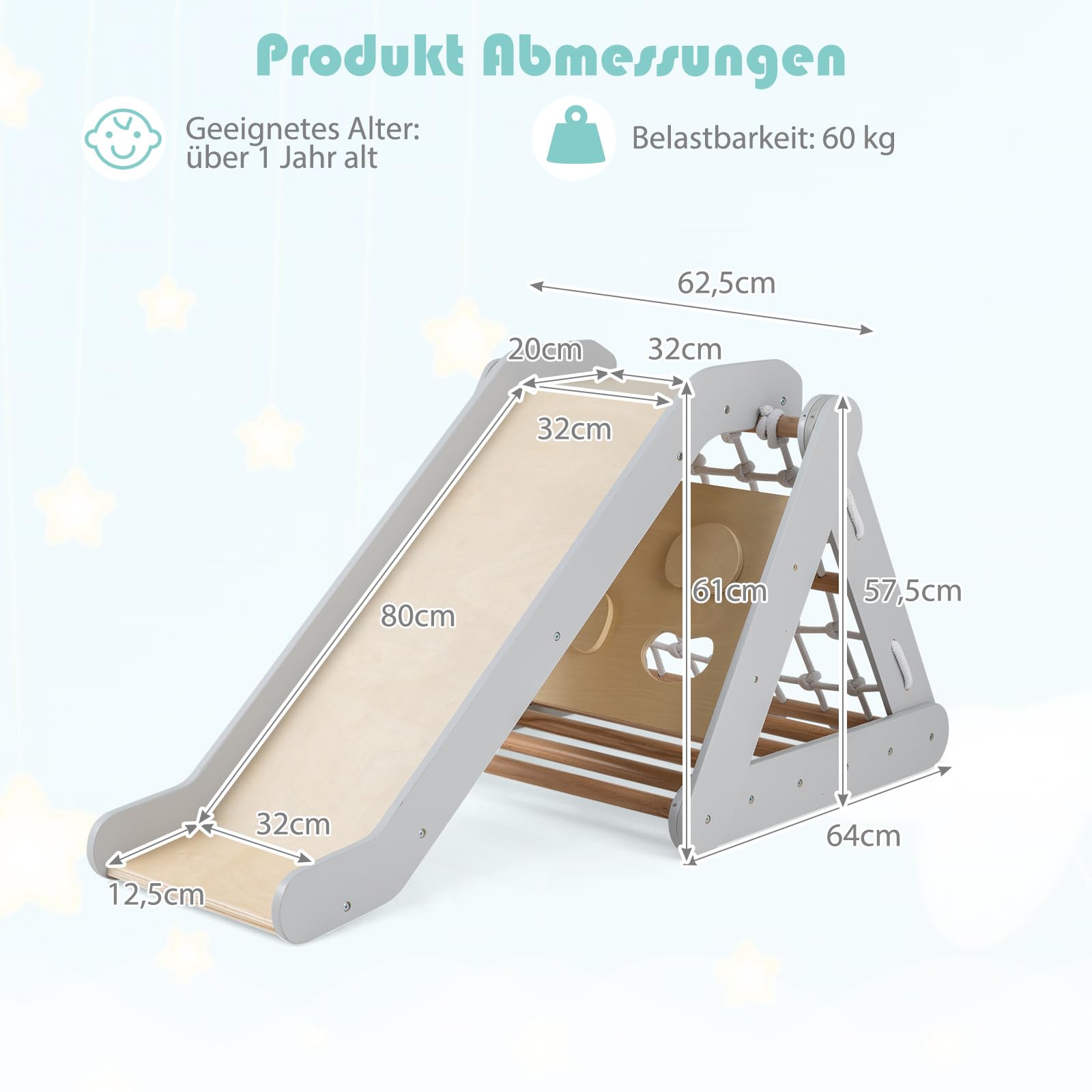 GOPLUS 3-in-1 klimdriehoek met glijbaan, klimrek met ladder en