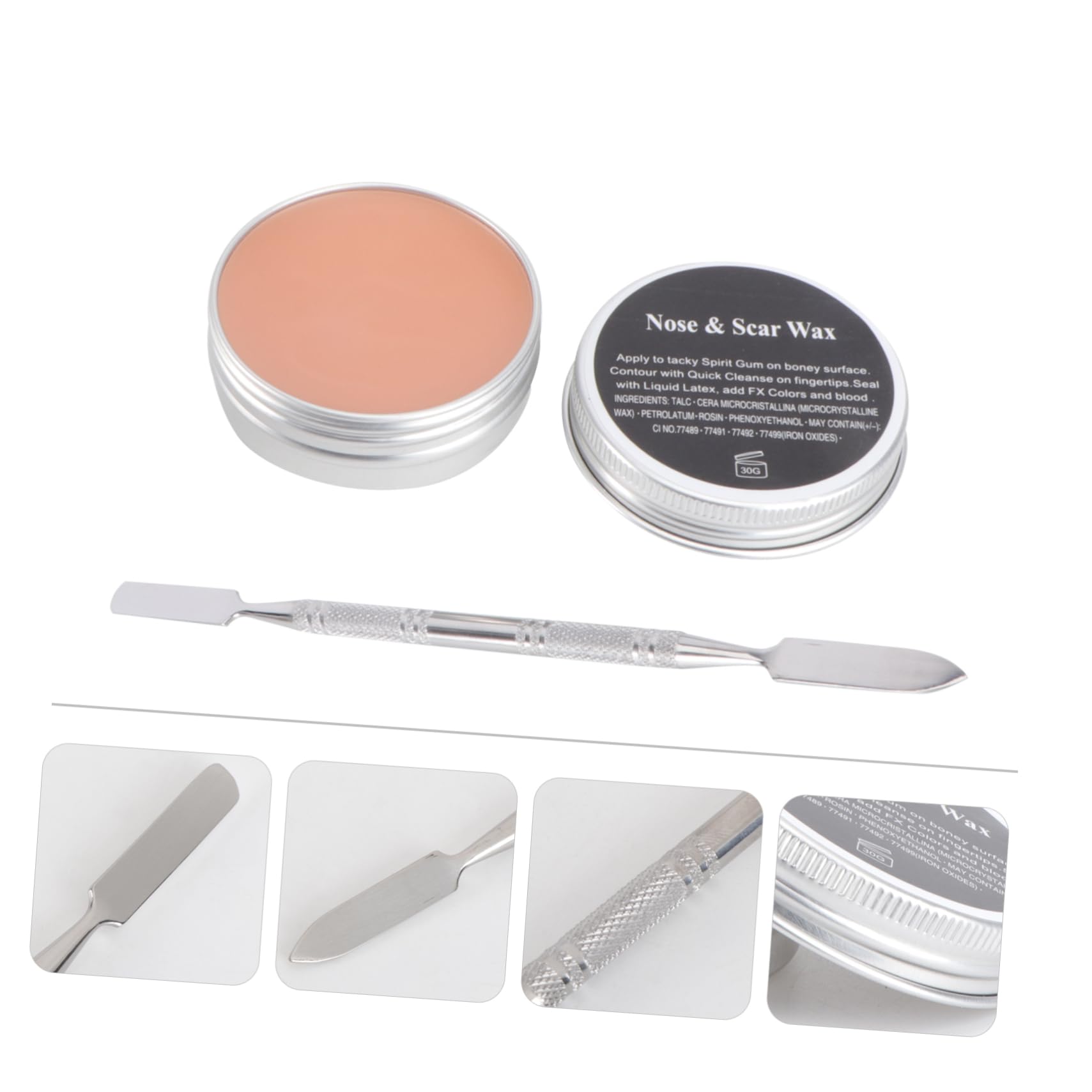 FRCOLOR Crema De Maquillaje Para Efectos Especiales Cera Para Cicatrices Falsas Kit De Maquillaje Para Halloween Con Espátula y Disfraces
