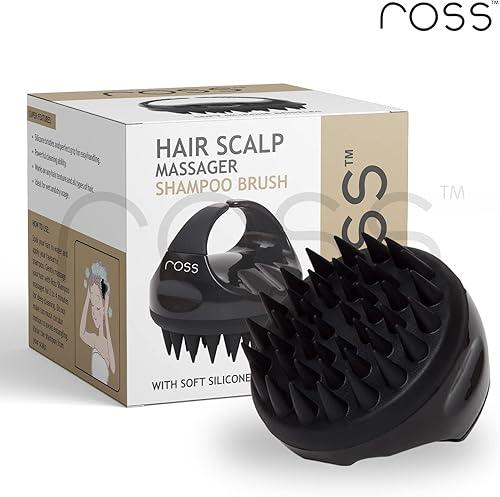 Miniatura 3 de Ross Cepillo de champú masajeador de cuero cabelludo con cerdas de silicona suaves para anticaspa, exfoliante con cuidado del cuero cabelludo,