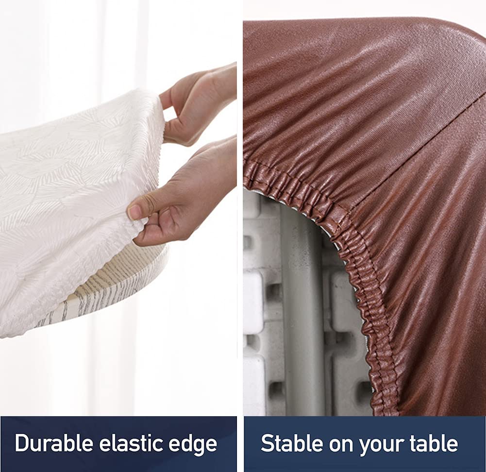 Mantel de Elástica Ajustada Protector de Mesa con Bordes Impermeable Cubierta de Mesa Resistente a Agua 90cm Corte Entallado Redondo Patrón de Madera