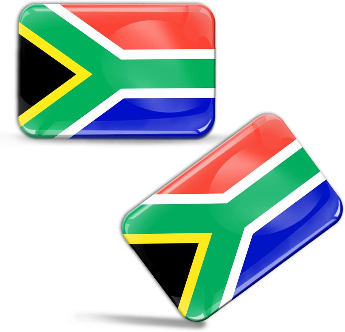 2 x 3D Domed Silicone Stickers South Africa African Country National Flag 100% Waterproof & UV Protected Decals Car Motorcycle F 76