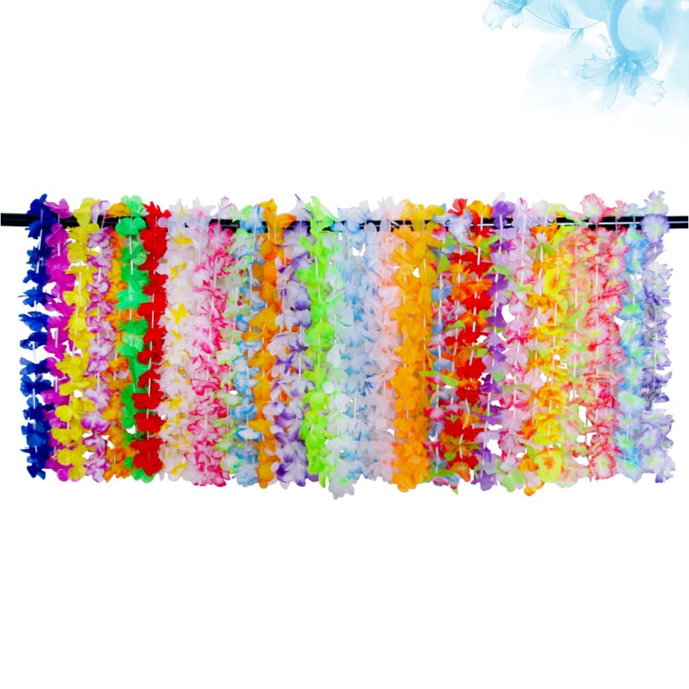 Bunter Hawaii Halskranz 36 Stück aus Polyester, Dekorativ | Kunstblumen Design, Tropischer Stil, Zerlegbar, mit Haarclips, Große Größe für Partys und Räume