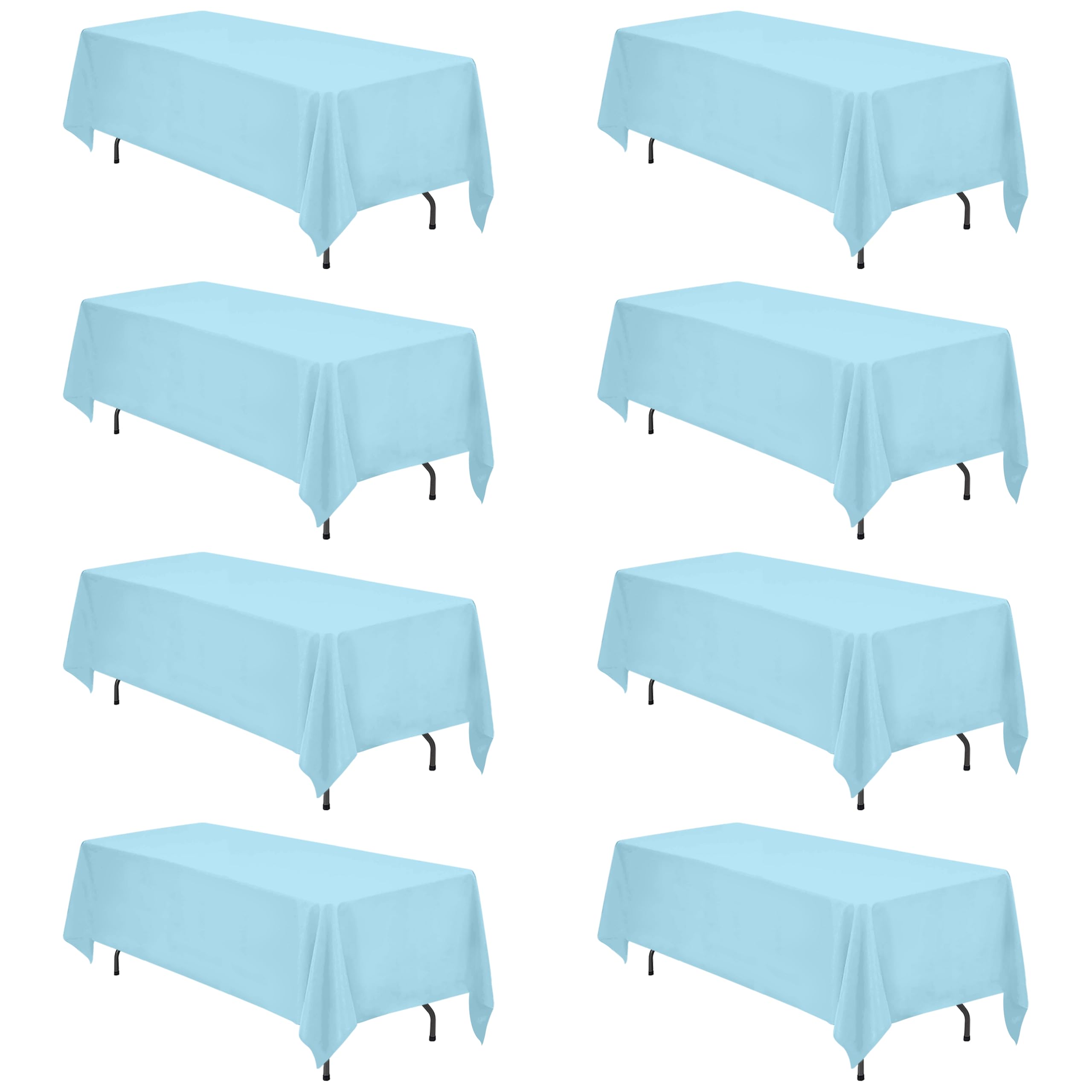 BRILLMAX 8 Pack Light Blue Tablecloth 70x120 Inch for 6-8ft Rectangle Table