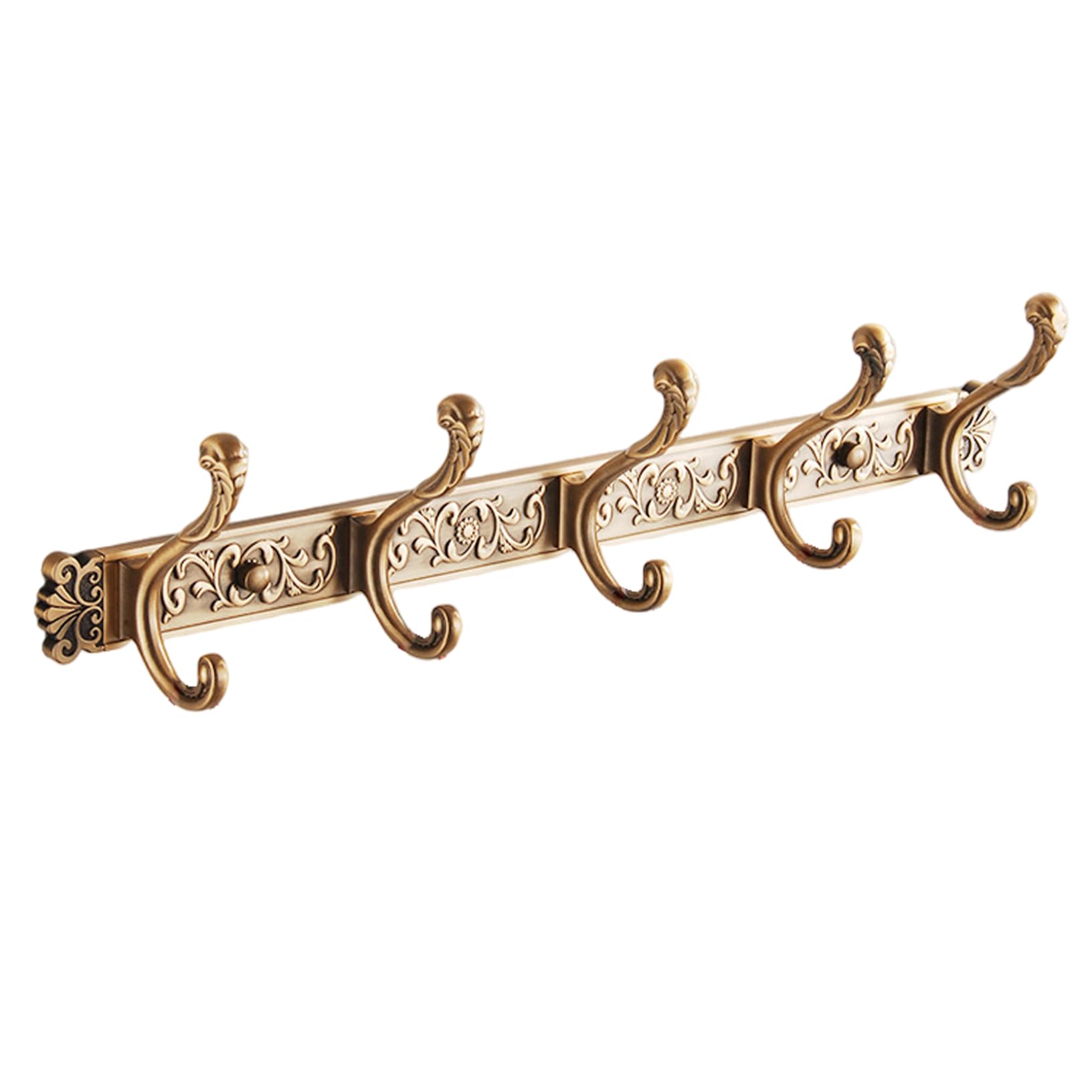 Ameble Vintage Coat Rack 5-Hook Wall Hanger for Coats Keys Towels Brown Aluminum Alloy Wall Mount Coat Rack for Entryway Bathroom Hallway Mount Vintage Wal