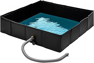 Ynotus 10" High x 40″Portable Camping Shower Base Collapsible Outdoor Shower Basin with Drain Hose and Hose Clamp Used for Shower Tent Base Wilderness Camping, Rv, Temporary Shower Stall Pets