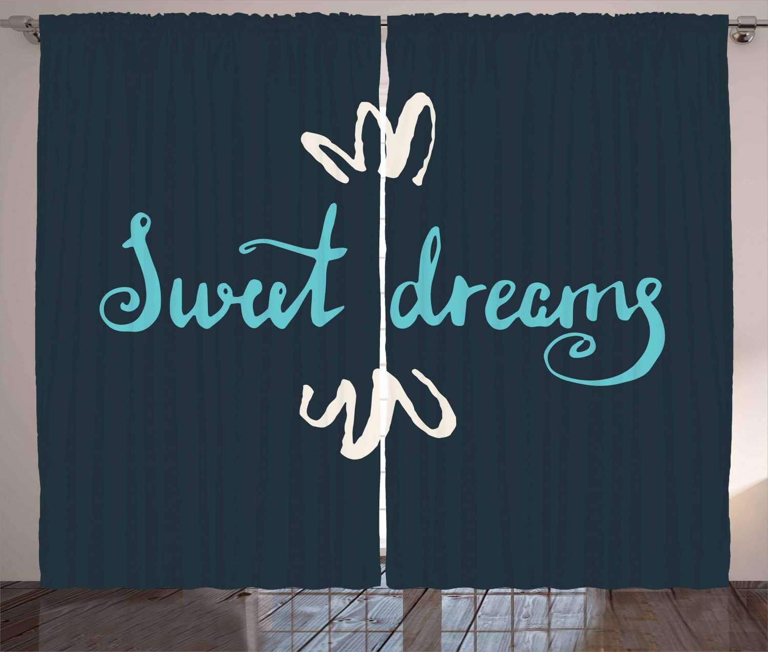 Ambesonne Saying Curtains, Modern Hand Drawn Style