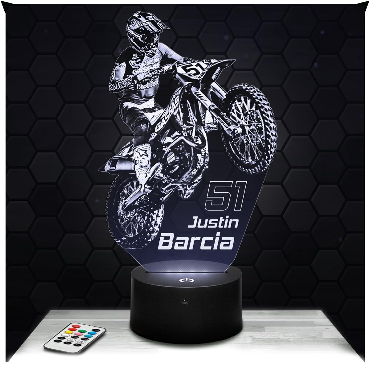 Lampephoto.fr - Justin Barcia Motocross Decoration Supercross 3D Lamp Gift Idea for Men Justin Barcia Motocross Adult Night Light Room Decor, Original Christmas Gift Idea for Men, Gifts Merchandising