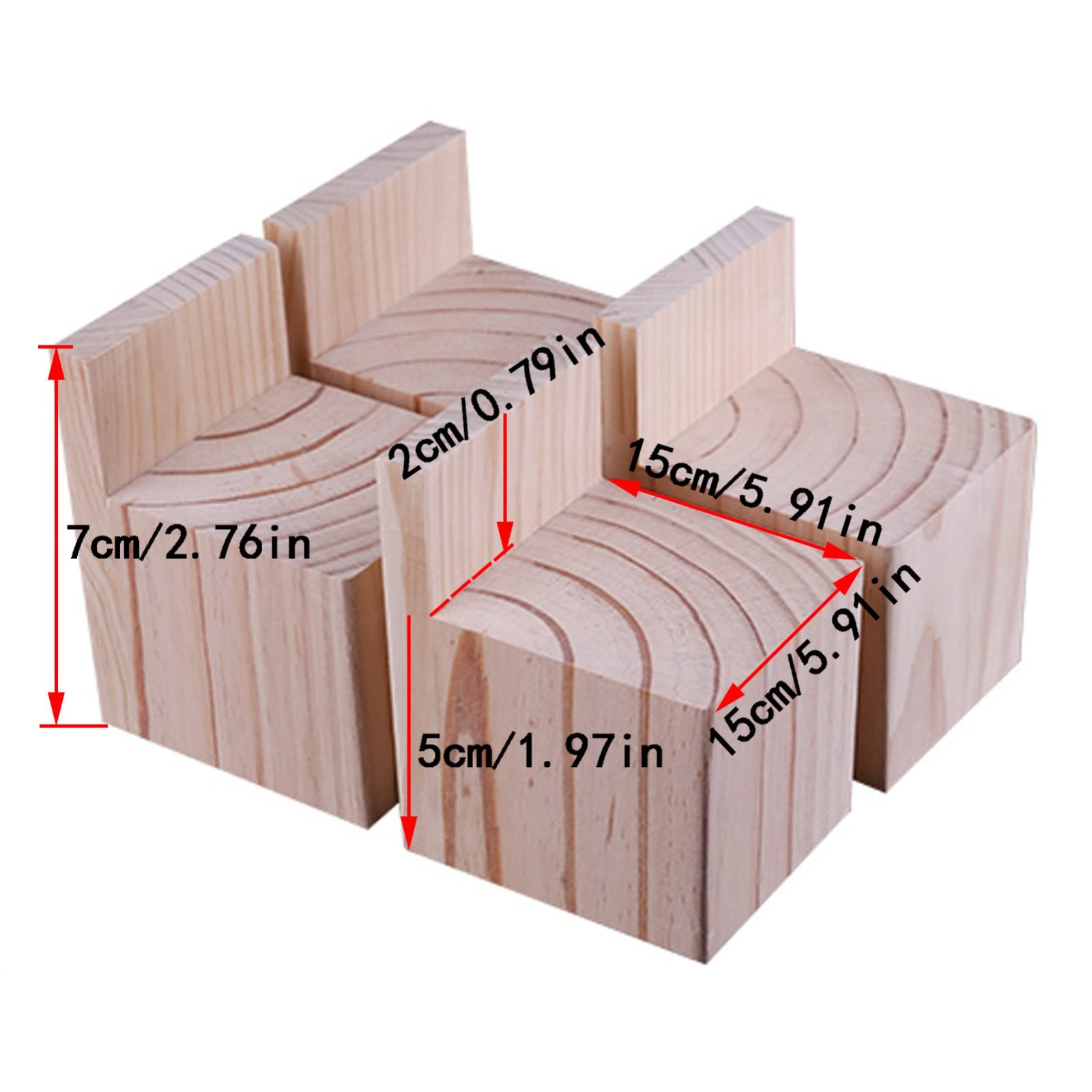 Set mit 4 robusten Holz-Möbelerhöhungen, erhöht Bett, Sofa, Tisch, Schreibtisch und Stühle, 5 cm, Bettheber für erhöhte Höhe (15 x 15 x 5 cm)