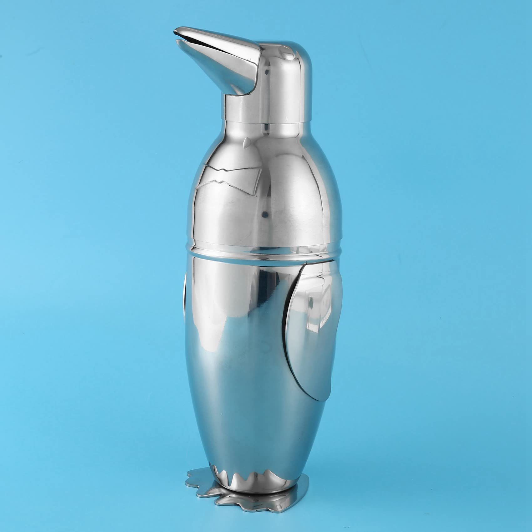Lot de 4 shakers à cocktail en acier inoxydable de 500 ml avec motif pingouin