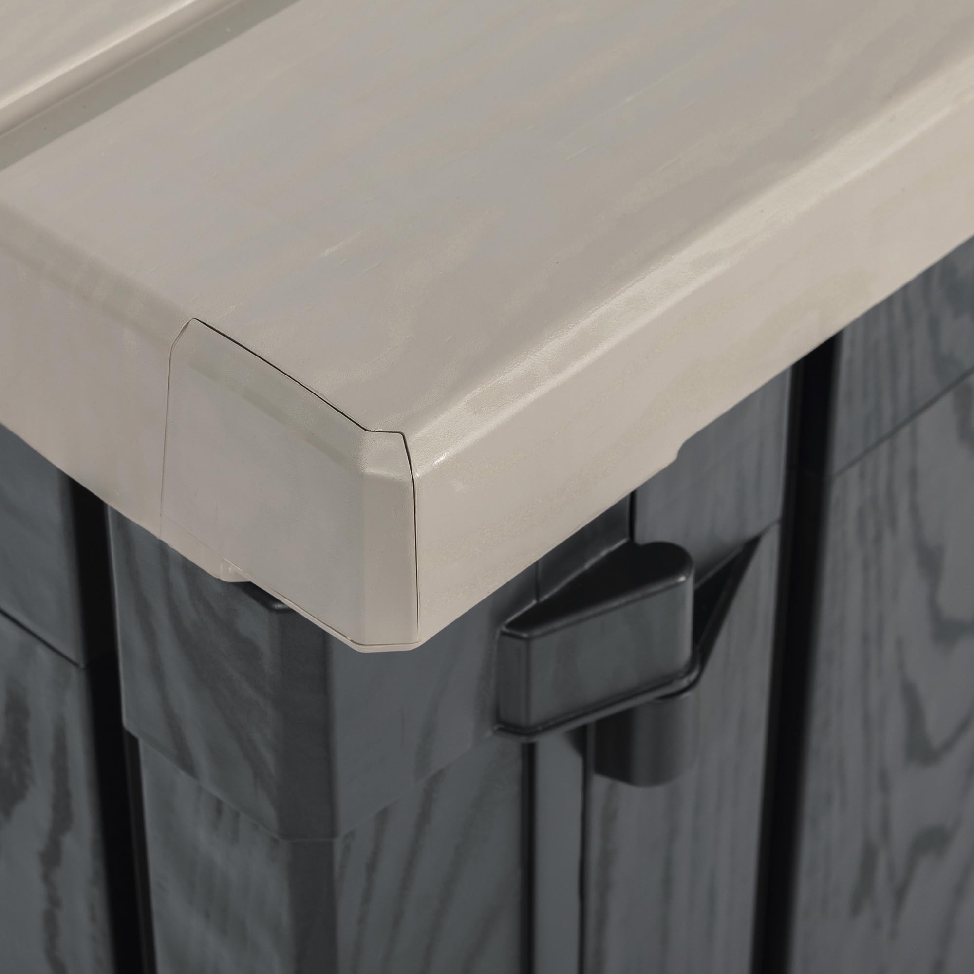TOOMAX Stora Way Baule da 842L portattrezzi effetto legno antracite/grigio tortora 129,5x74,5x111h cm