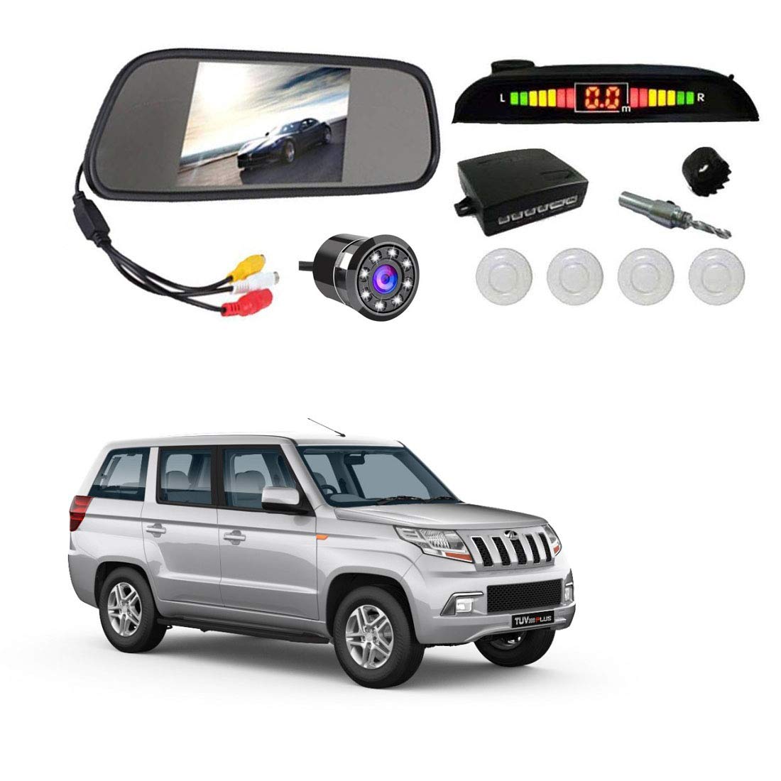 AYW (ALL YOU WANT) Car Rear View Camera with White Sensor and Screen of TUV 300