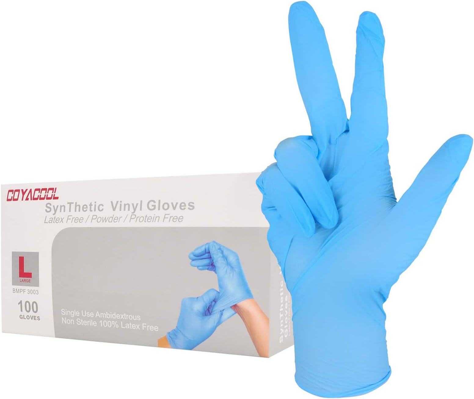 Coyacool Disposable Gloves Large, Nitrile and Vinyl Blend