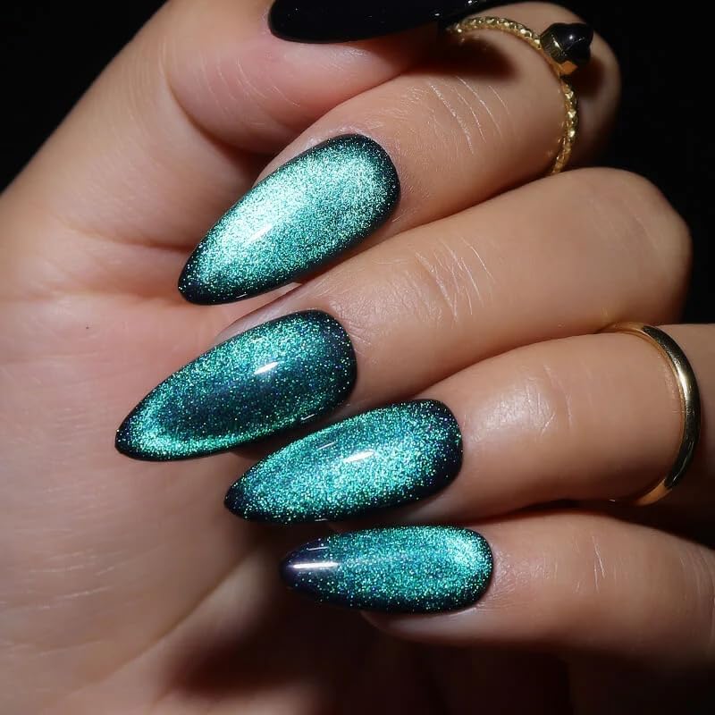 Amazon.com: Press On Nails Short Almond,WOOYAS Green Cat Eye False Nails,Magnet  Cat Eyes Glue on Nails Full Cover Stick on Nails for Women,Emerald : Beauty  & Personal Care
