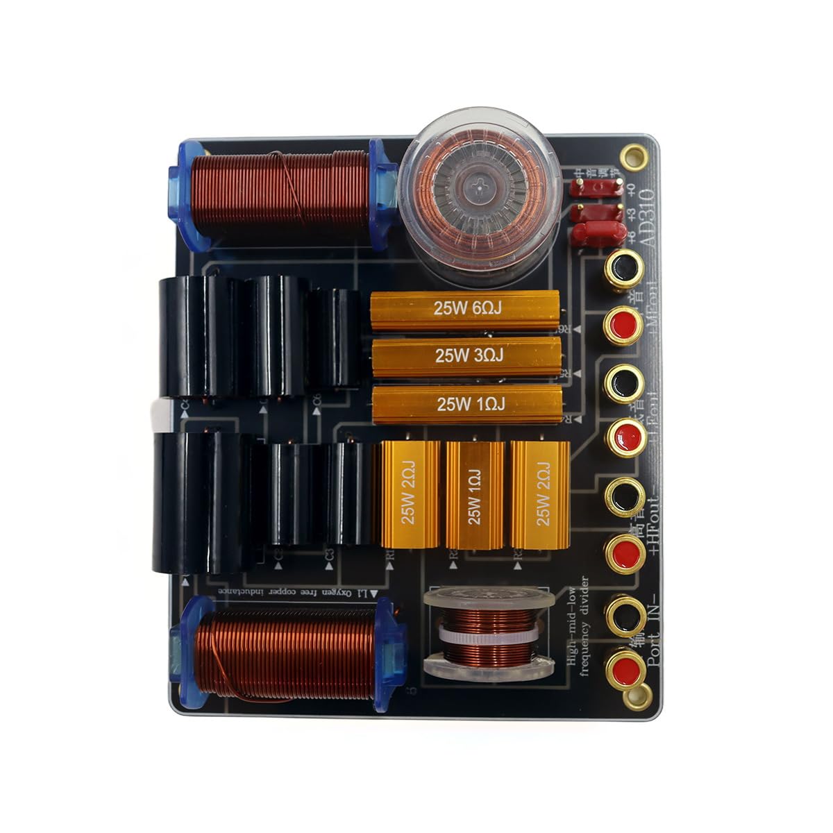 Ubric Haut-Parleur Professionnel à 3 Voies 350 W Répartiteur Haute Performance 750 Hz/5000 Hz Home Cinéma Stage 3 unités Filtre Audio croisé Installation Facile
