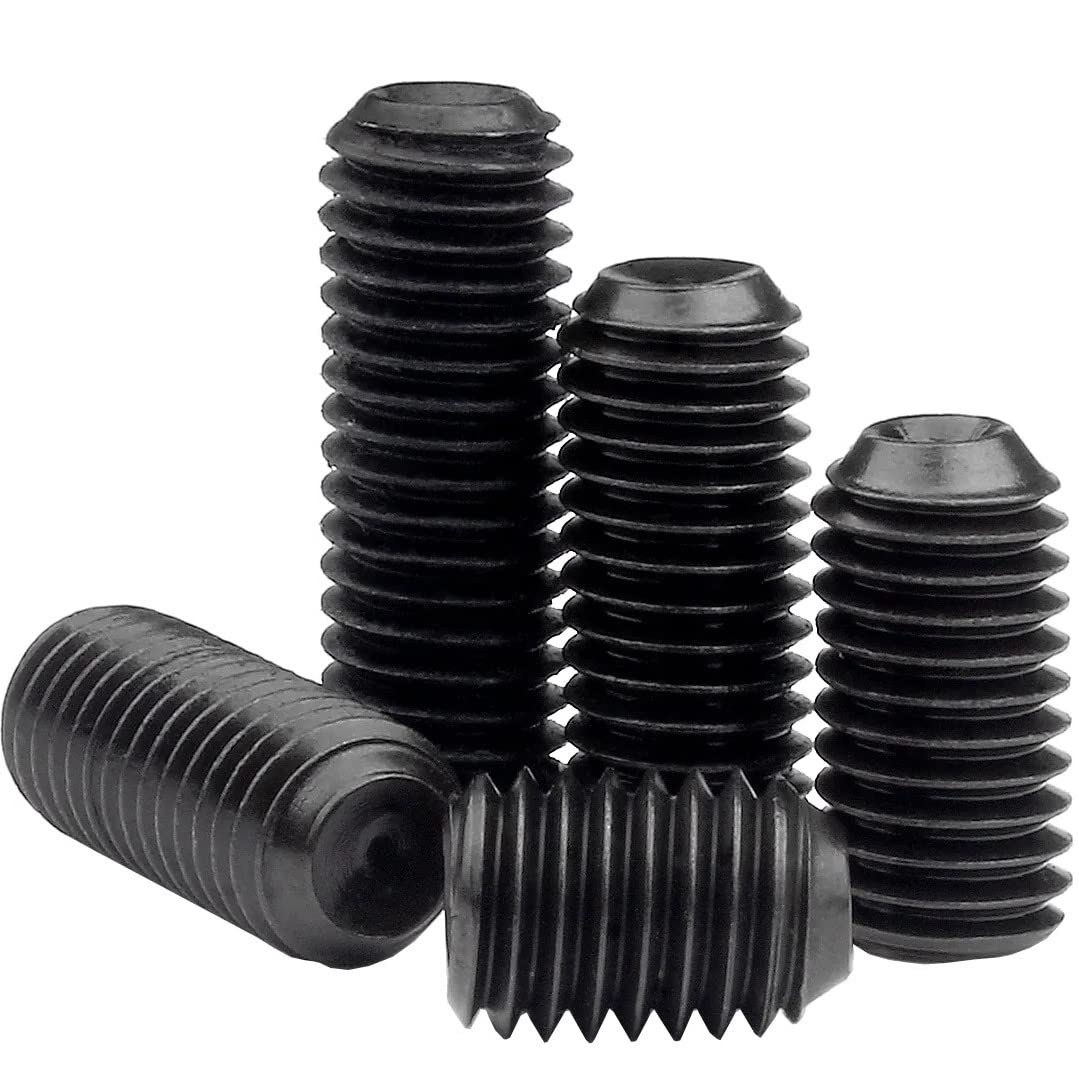 MonsterBolts - M3 x 16mm Cup Point Set Screws, DIN 916, Alloy Steel, Black Oxide, 50 Pack