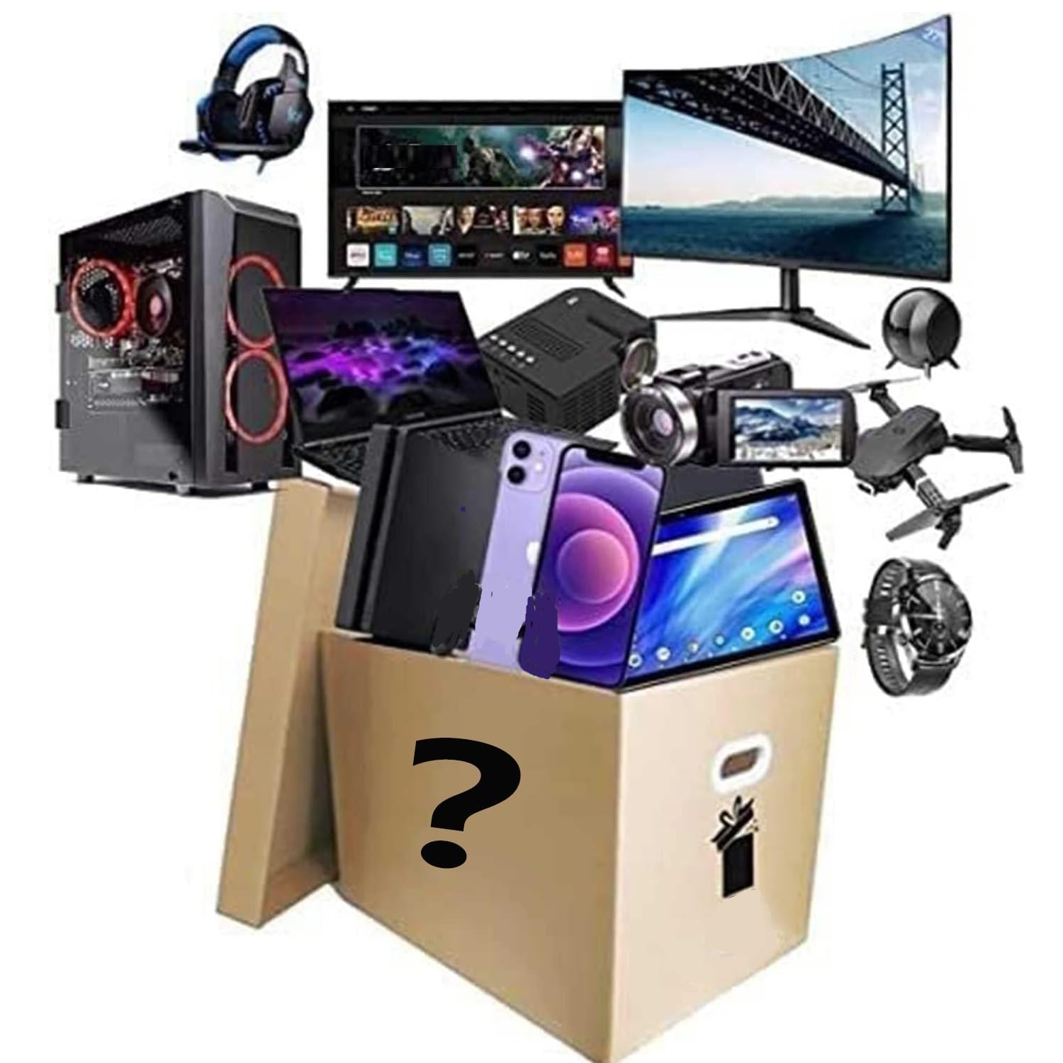 Maxmystery_Electronic_Box for Sale Computers Game Consoles Cell Phones, Overstock Package,4-20 Items Mixed Lot Electronic Gifts