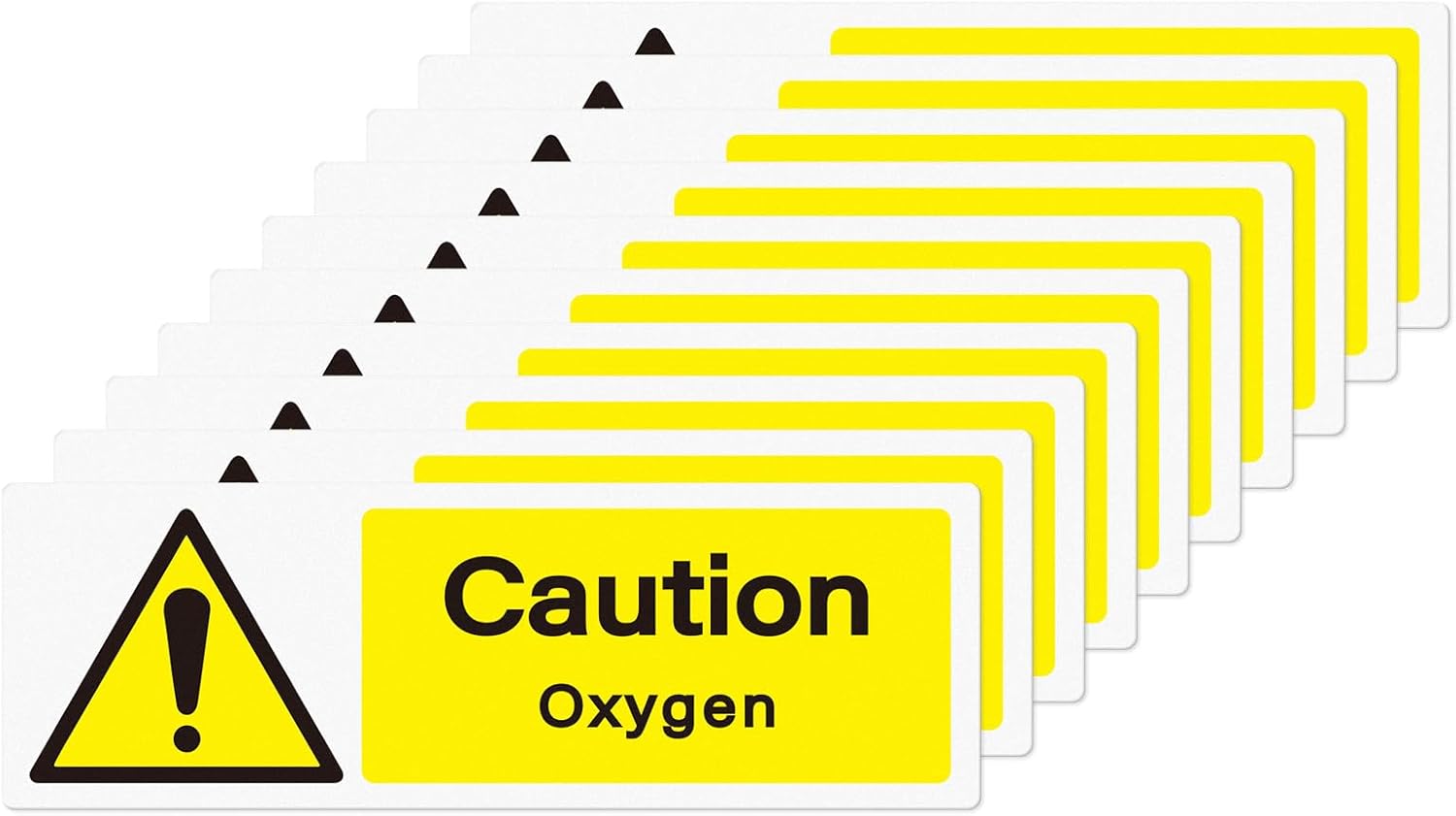 YIKIADA Caution Oxygen Stickers Vinyl 15 x 5 cm SelfAdhesive Safety