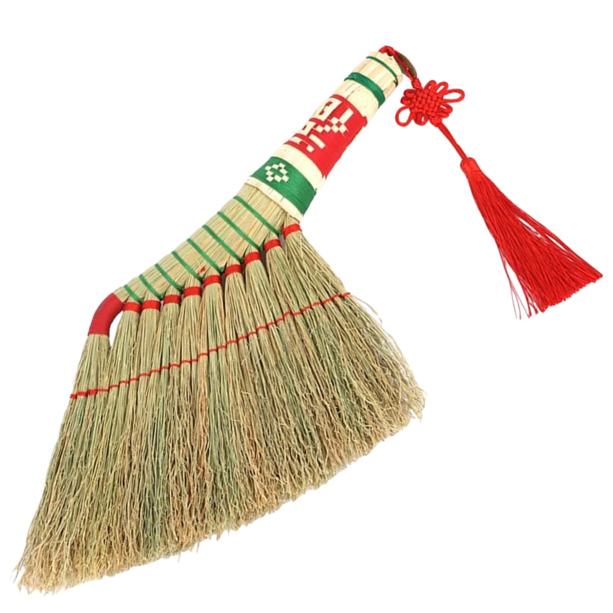 Beavorty Chinese Style Desktop Manual Woven Broom Short Handle Dust Brush for Household Cleaning for Car Furniture and Window Blinds Dust Duster Random Color