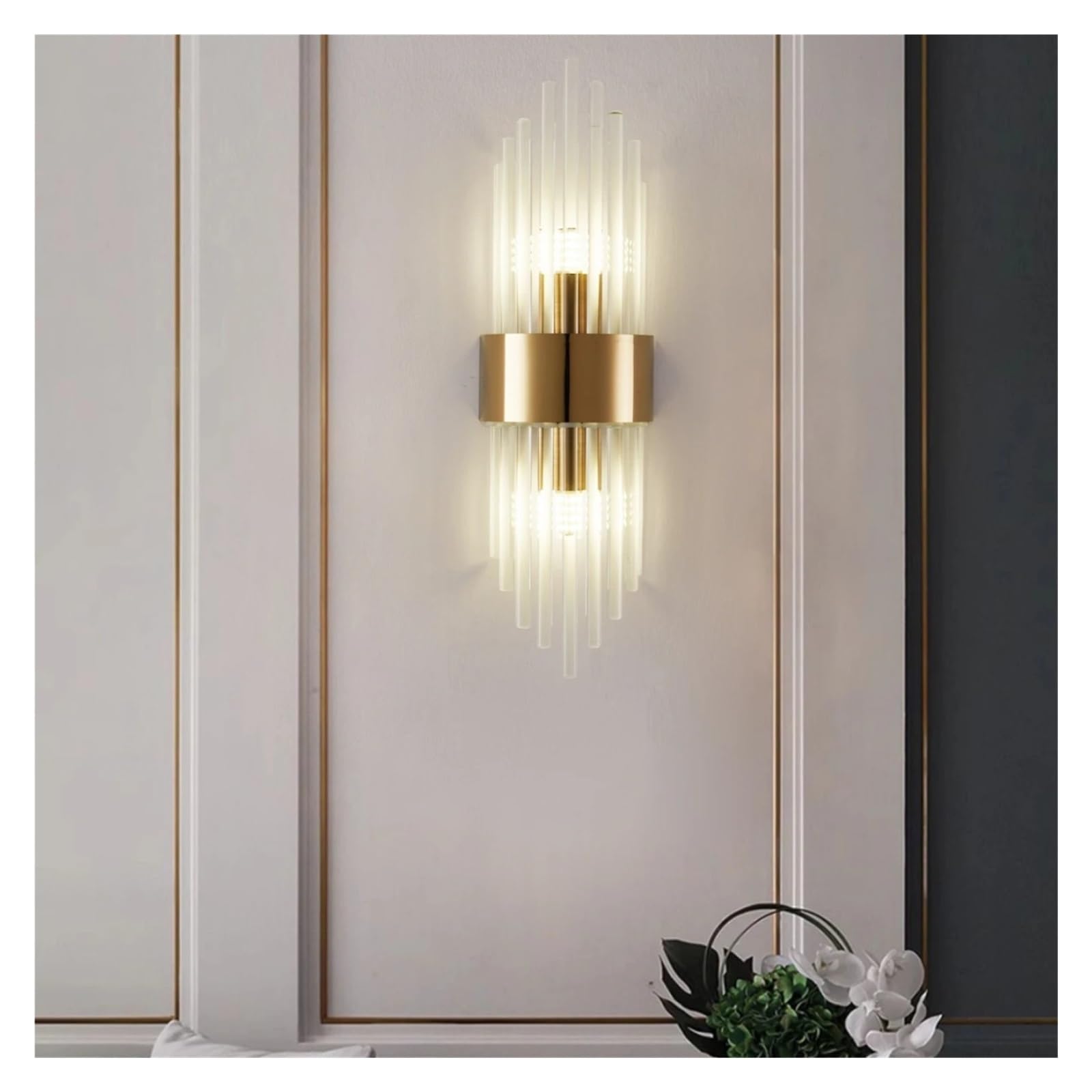 Aplique De Pared Cristal Acero Inoxidable Dorado/negro For Sala Estar, Dormitorio, Cocina, Iluminación Decorativa For El Hogar, Fuente Luz G9 Ajuste Flexible