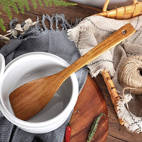 Image of FJNATINH Wooden Spatula.Long Handle Flat Frying Spatula. Handmade For Kitchen Cookware (Frying Spatula)