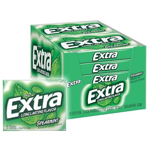 Extra Gum Spearmint - Goma de mascar sin azúcar a granel, envuelta individualmente, perfecta para el aliento fresco en la escuela, el trabajo y los