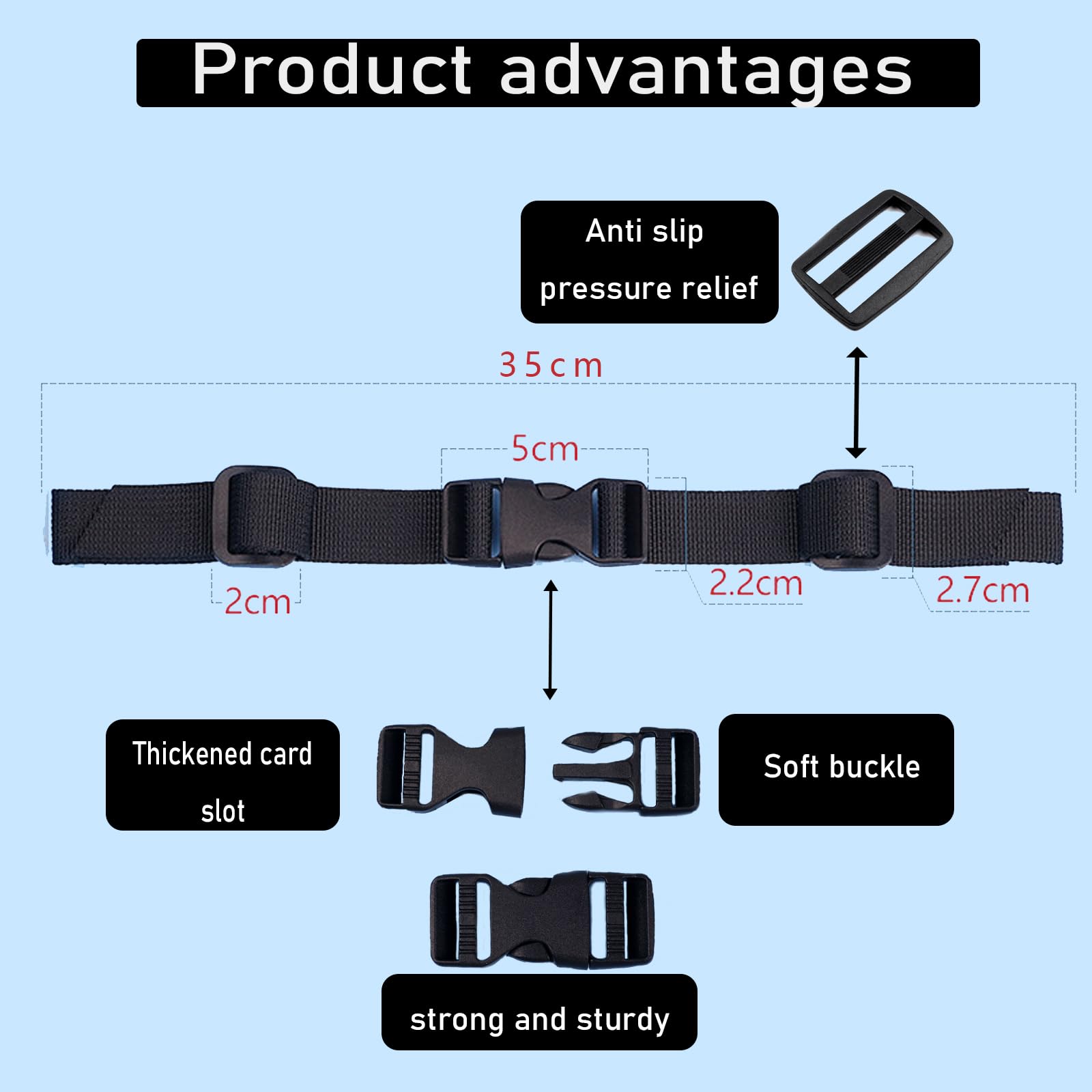 XAVSWRDE 2 PCS Sangle Poitrine Sac A Dos Réglable, Sangle De Poitrine Avec Boucle à Dégagement Rapide, Sangle De Poitrine En Nylon Résistante Sangle Sac A Dos La Randonnée, Course - Noir