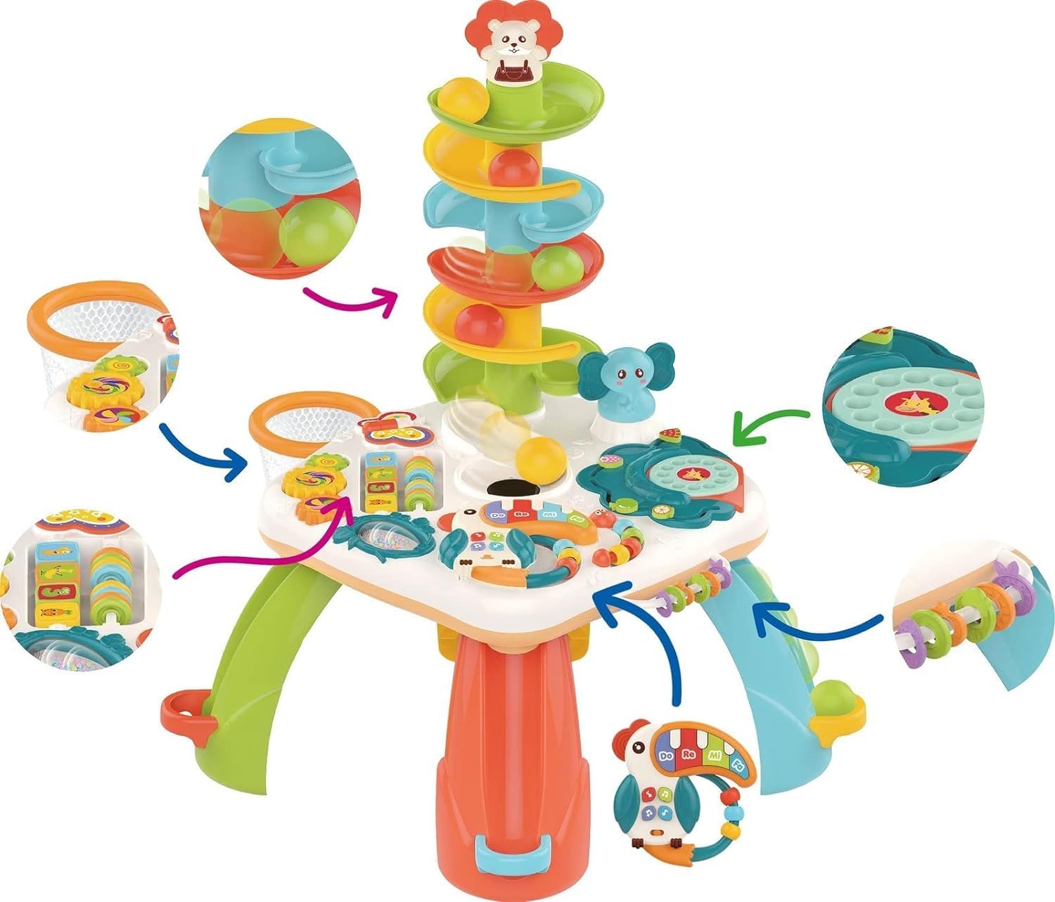 Coil Aktivitätentisch für Babys und Kinder, interaktiver Kugelbahn- und Rutsche-Spieltisch, Lernspielzeug