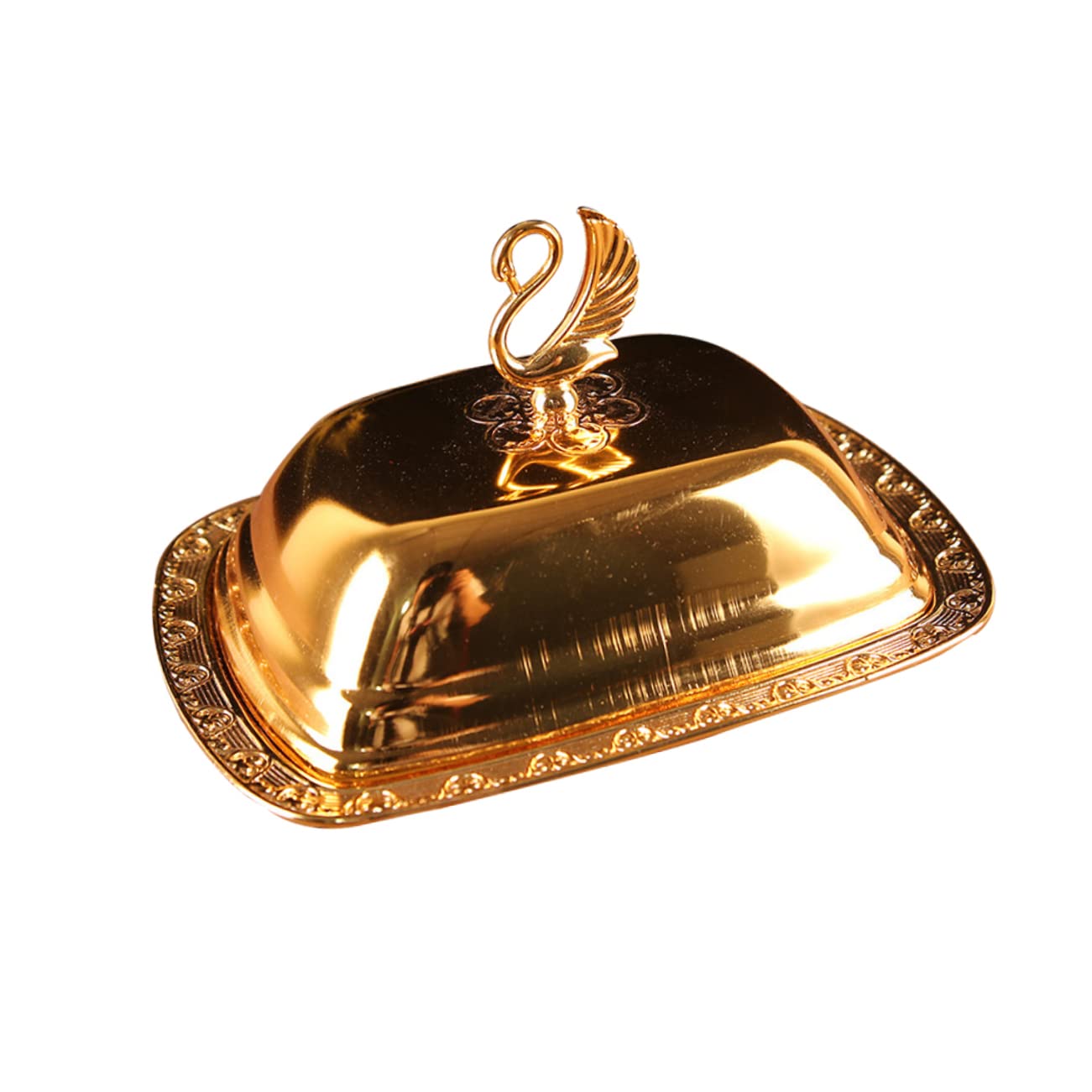 Vassoio Porta Snack con Coperchio in Acciaio Inox Oro | Stile Europeo, Portatile e Resistente alla Rottura, per Esposizione Decorativa in Soggiorno