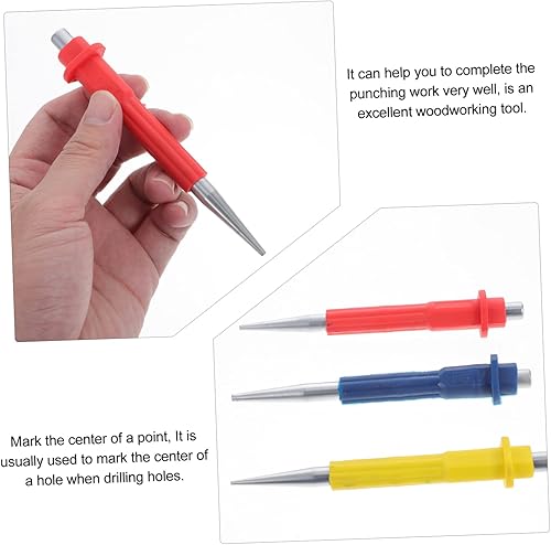 Miniatura 4 de Angoily Punzonador de clavos 3 piezas de clavadora de acero para perforar centro de impacto, herramienta de perforación central, herramienta de