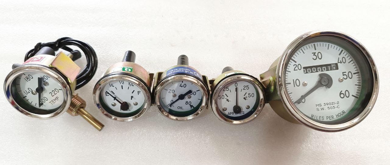 GMJ AUTOPARTS & ACCESSORIES-Willys cj SET OF 5 MILES PER HOUR METER SET (GREEN-CHROME DIAL)-image-20