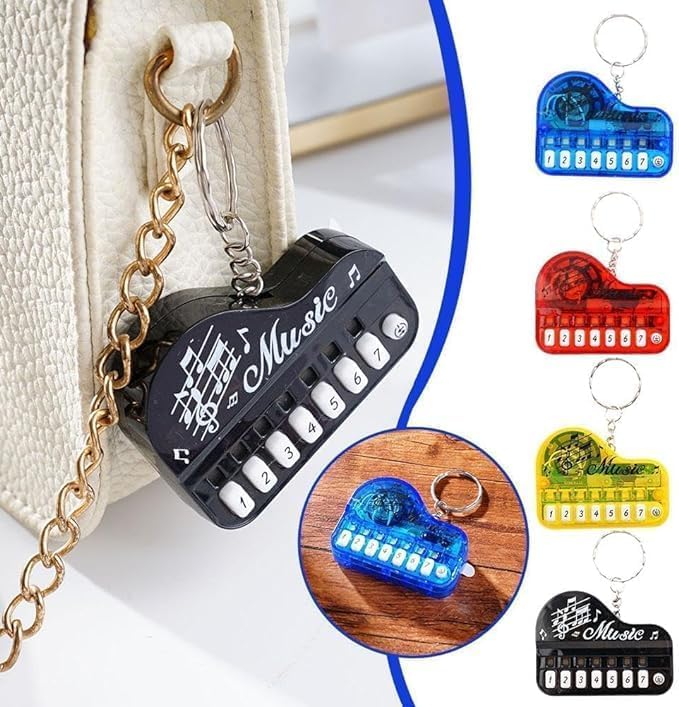 Rzcin Black Micro Piano Keychain, Portable Keyboard Instrument, Mini Electronic with Lights, Pianos and Keyboards - Image 2