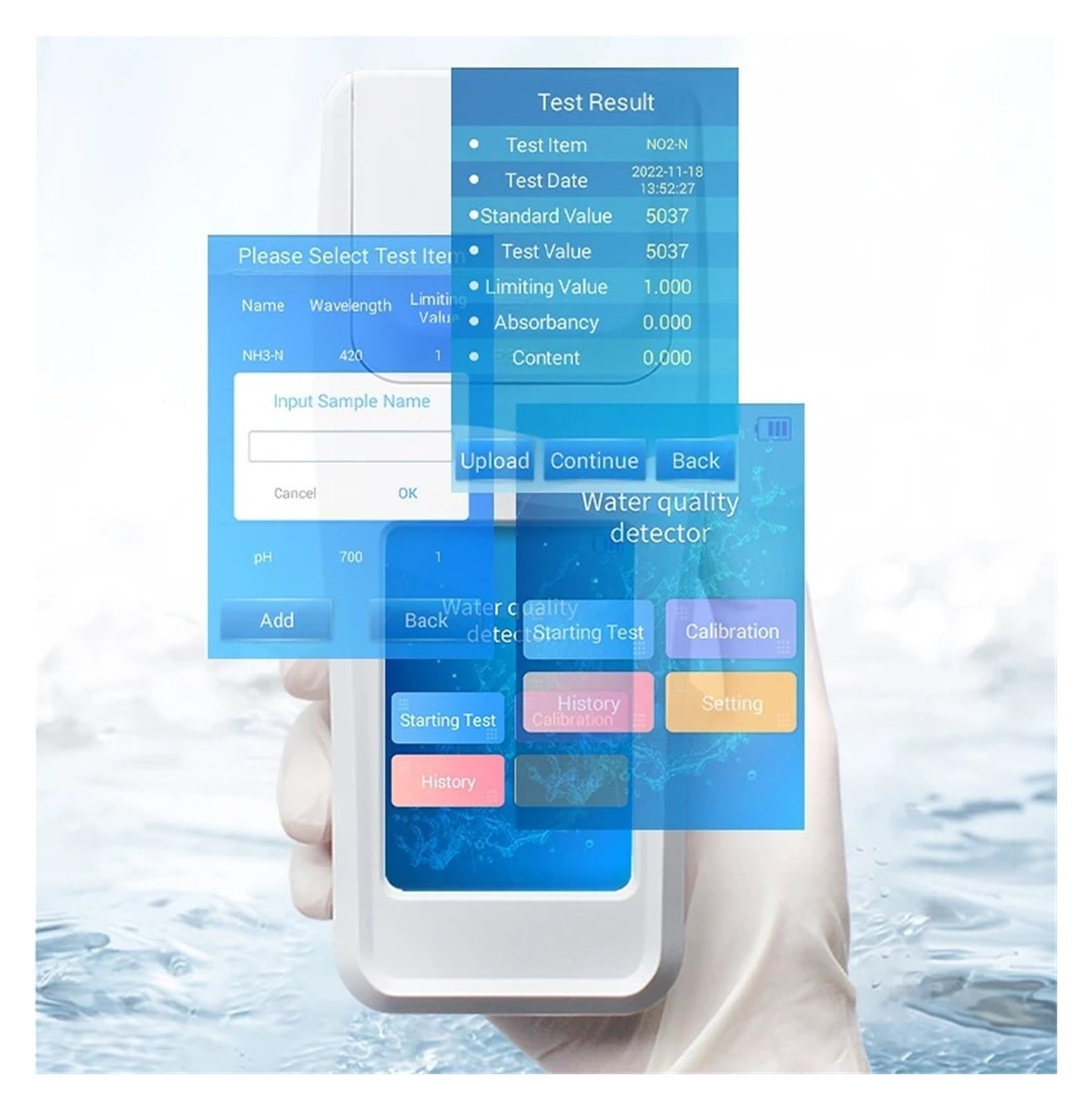 Detector de calidad del agua portátil, analizador de oxígeno disuelto, nitrógeno, amoniaco, instrumento de análisis de agua multiparámetro Alta sensibilidad(HM-SS9)