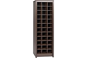 Prepac Elegant Brown Shoe Storage Cabinet: The Space-Saving Solution with Cubbies for 36 Pairs