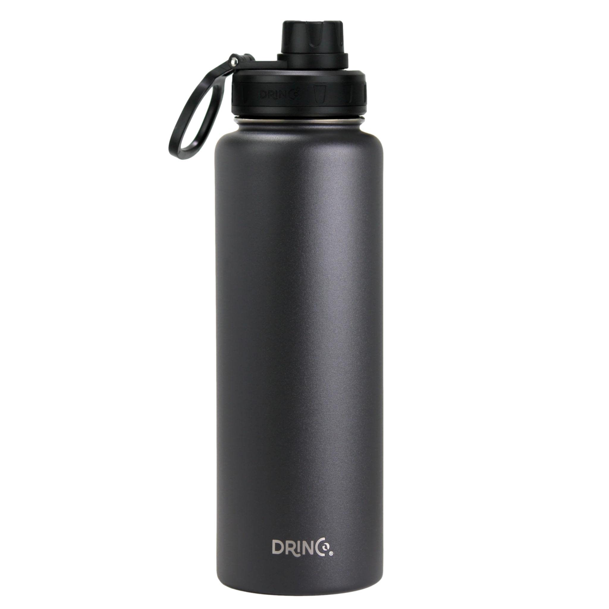 DRINCO Stainless Steel Water Bottle Spout Lid Vacuum Insulated Double Wall Water Bottles Wide Mouth (40oz 32oz 22oz 18oz 14oz) Leak Proof Keeps Cold
