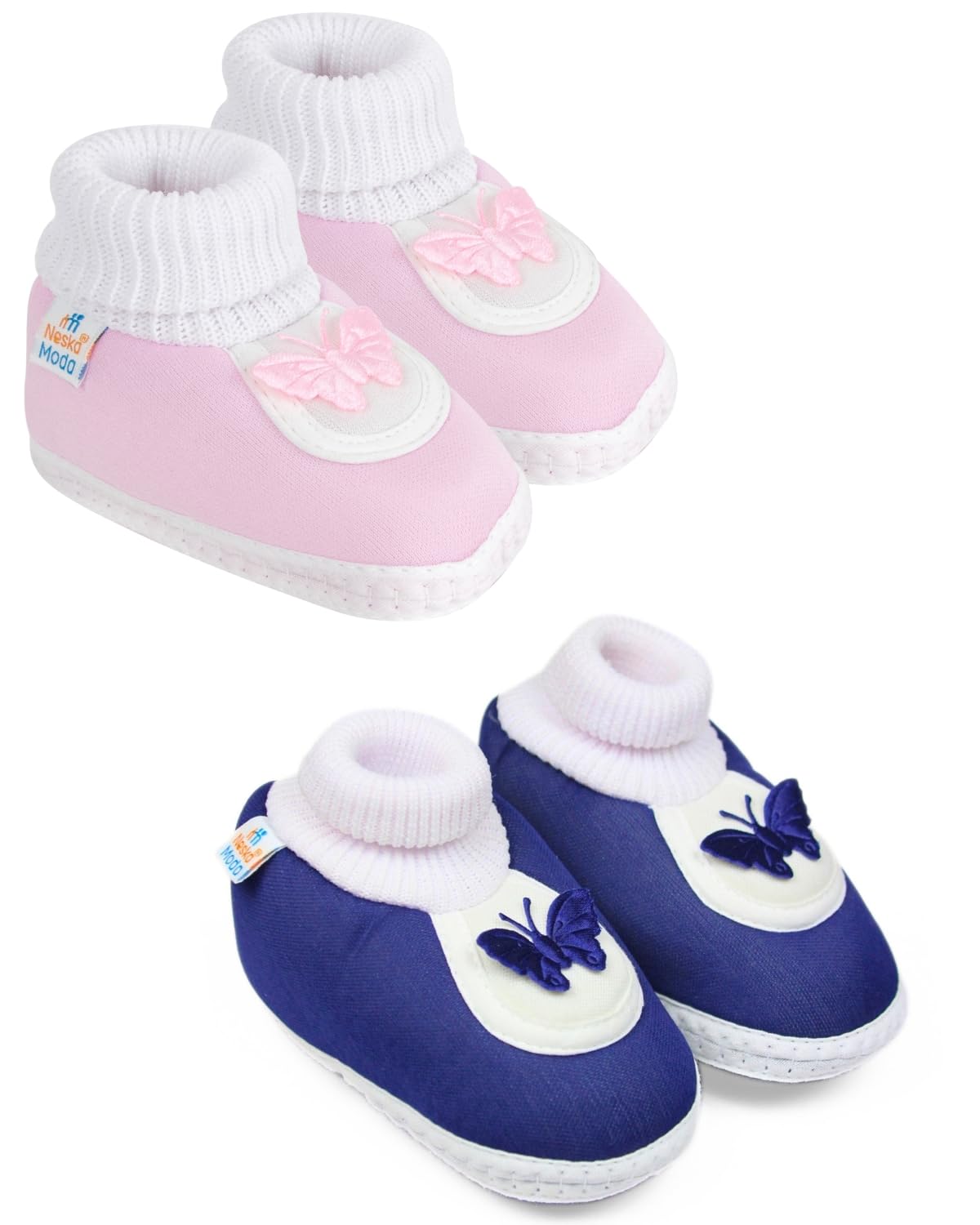 Neska Moda 6 To 12 Months Baby Boys & Girls Pack of 2 Pair Cotton Butterfly Booties (Baby Pink,Navy)-SK175andBT2149 (B0CTHMNFRG) Amazon Price History, Amazon Price Tracker