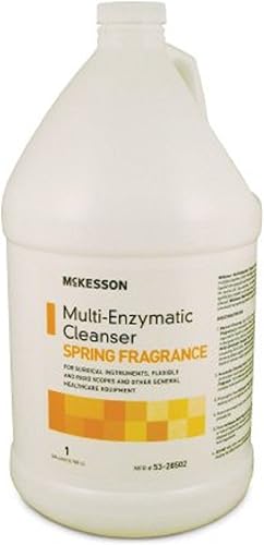 McKesson - Detergente multienzimático para instrumentos - Líquido - 1 galón - Jarra - Aroma fresco de primavera - 4 jarrosestuche