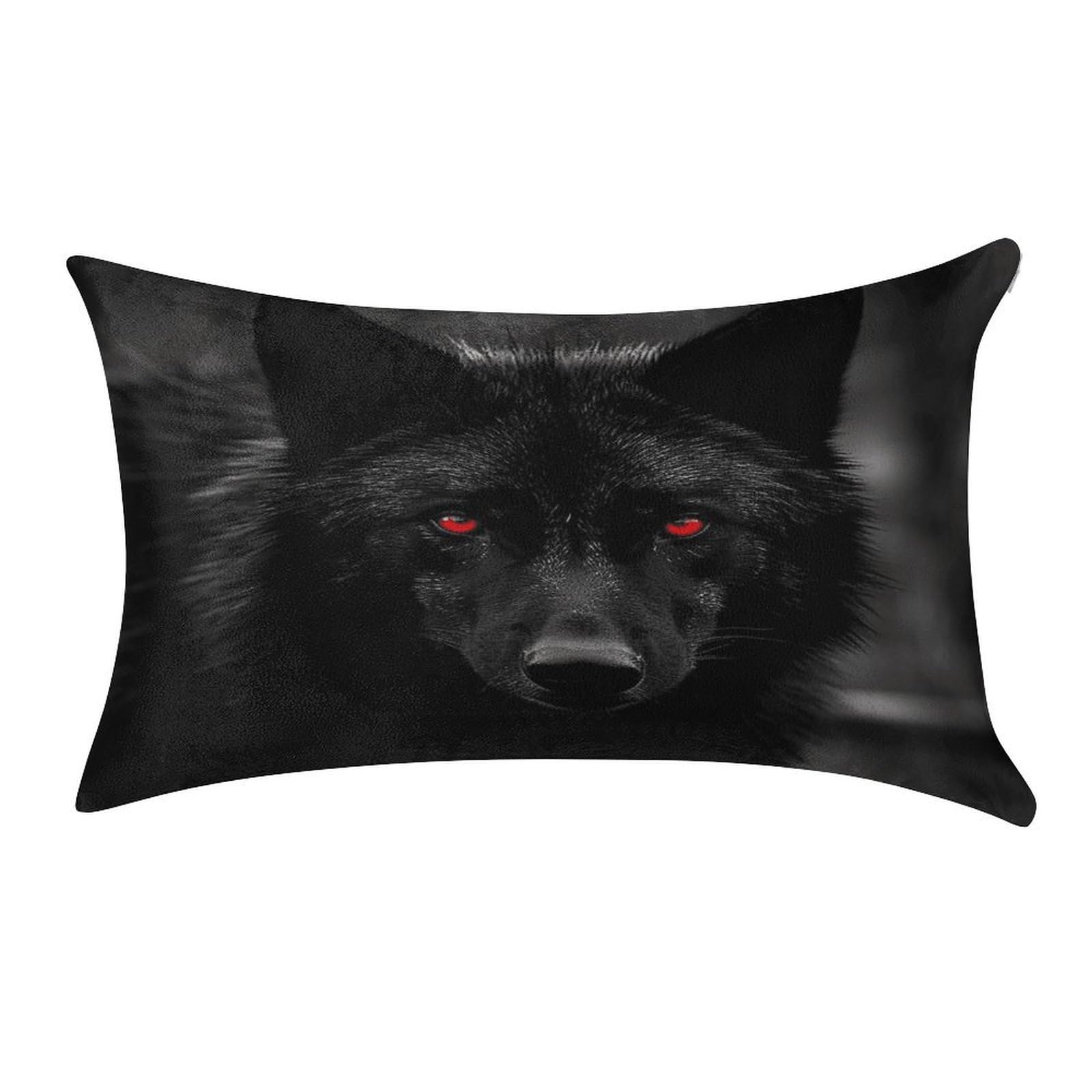 VstaDank Black Red Eyed Wolf Throw Pillow Cover 12"×20" Ultra Soft Pillowcase Cozy Lumbar Pillow Shell Gold Velvet Exquisite Decorative Cushion Sham Protector for Couch Sofa Bedroom
