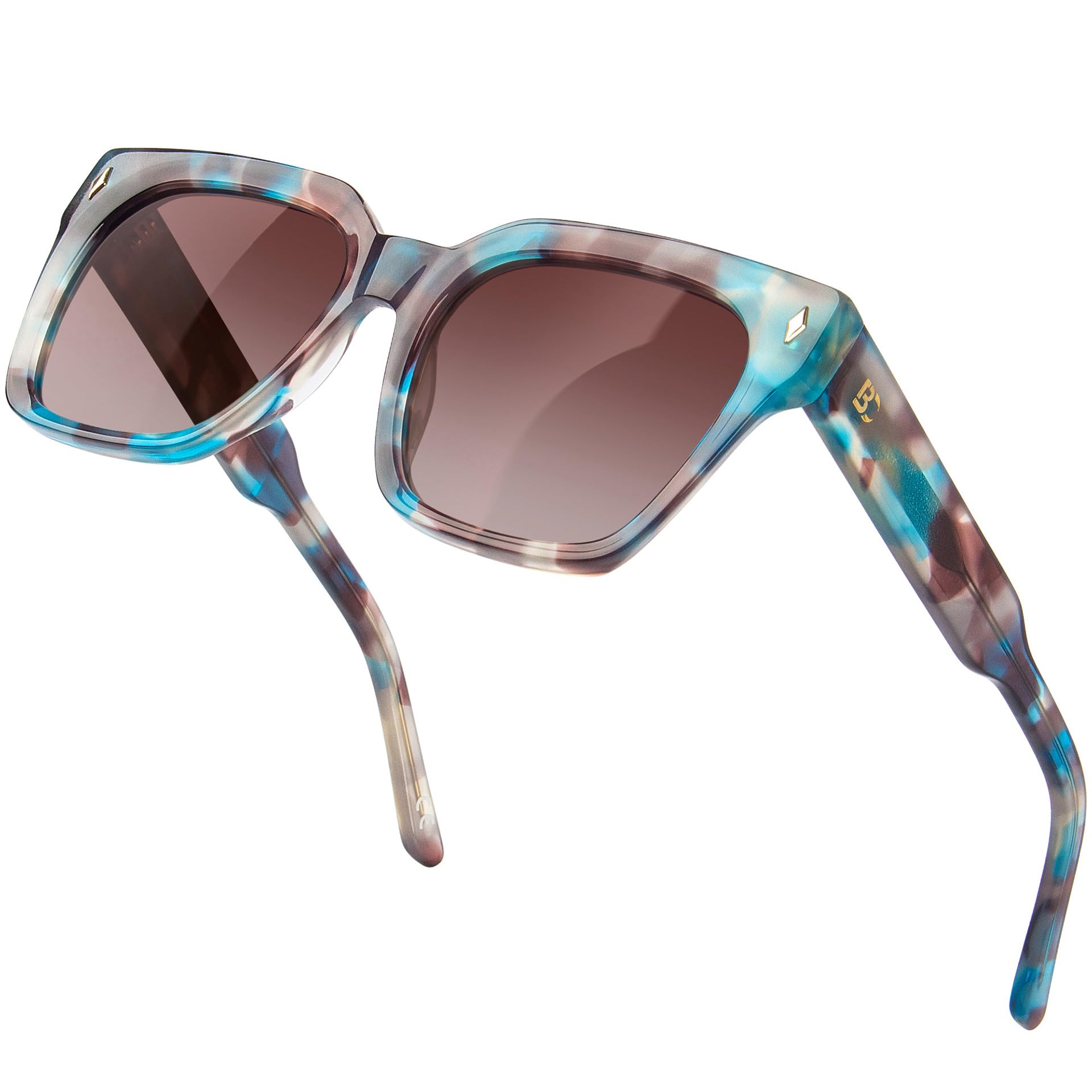 BIRCEN Women Polarized Acetate Sunglasses Fashion Square Aviator Shades UV Protection for Trendy Laides Travel Beach Outdoor