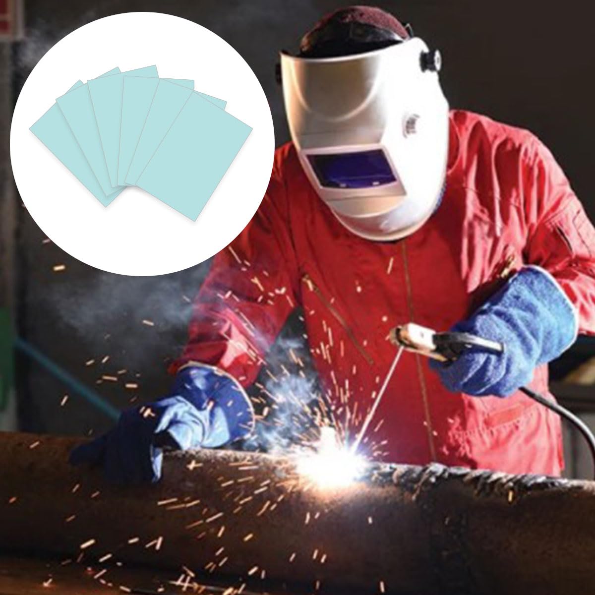 Lente per Casco Saldatura 20 PCS 110x90mm Policarbonato Lente di Ricambio Piastra Protettiva Trasparente Lente Ricambio per Saldare Il Foglio Protettivo Esterno O Interno