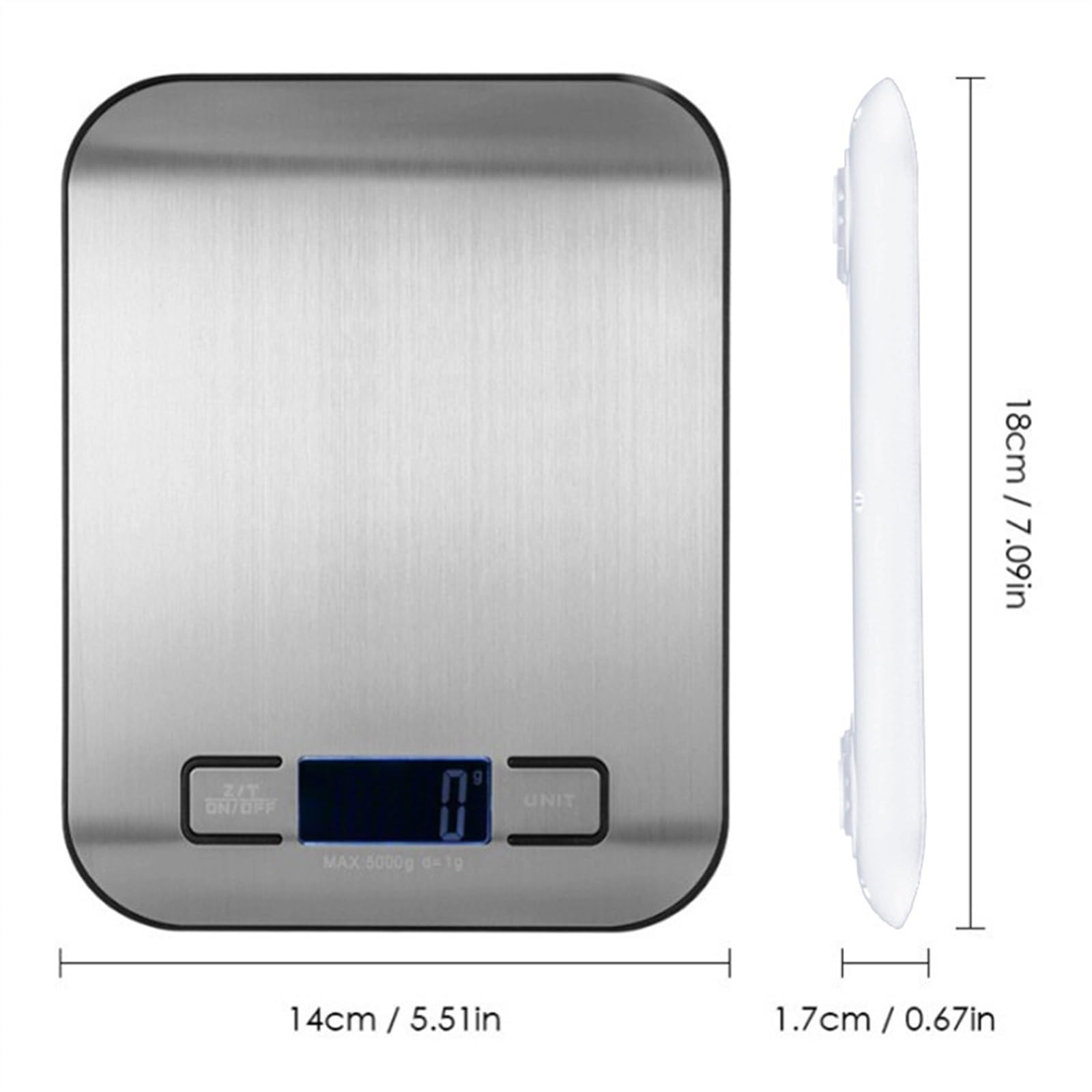 Balance de cuisine Balance de cuisine, balance alimentaire portable en acier inoxydable, balance numérique à batterie, balance alimentaire précise for la cuisine Fournitures de cuisine (Color : White