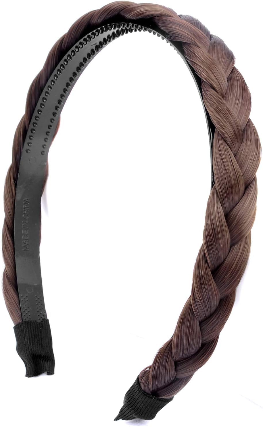 Miss Lirenn® 01 PCS Brown Headband Synthetic Hair Plaited Headband Braid Braided With Teeth Hair Band Accessories for Women Girl Wide 0.6 Inch (Black1, Standard1)