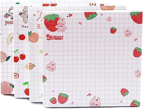 Paquete de 4 bonitas notas adhesivas Kawaii para notas adhesivas de 31 x 31 pulgadas blocs de notas autoadhesivas de frutas coloridas para niñas