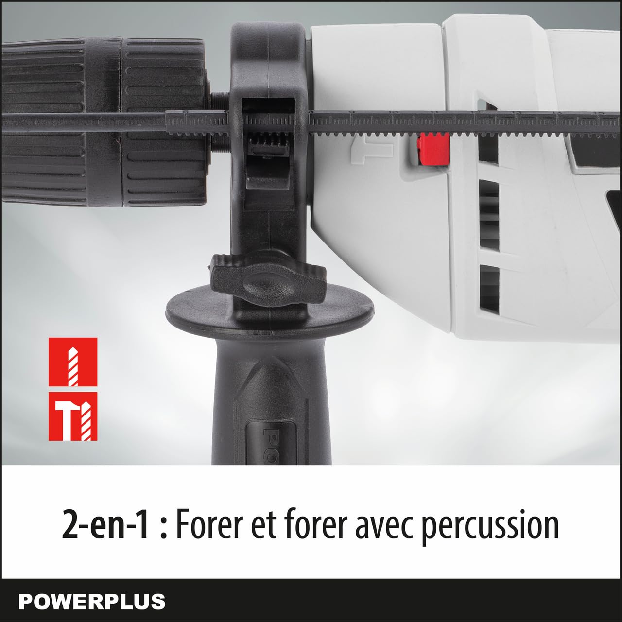 Powerplus Perceuse à Percussion Électrique POWC10200-2 en 1 : Perçage et Perçage à Percussion, Perceuse Filaire de 600 W, Vissage à Gauche et à Droite