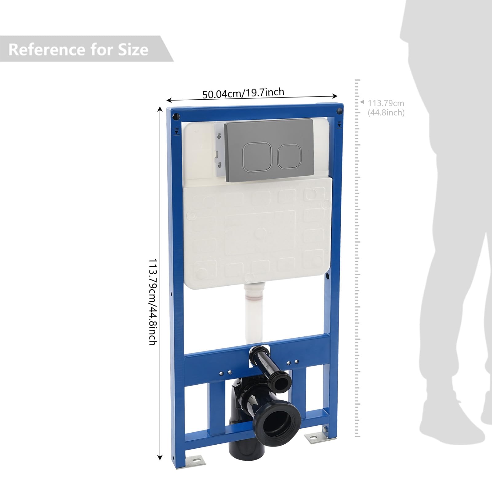 WC Vorwandelement Unterputz 400 kg, Spülkasten für Wand-WC(Grau)