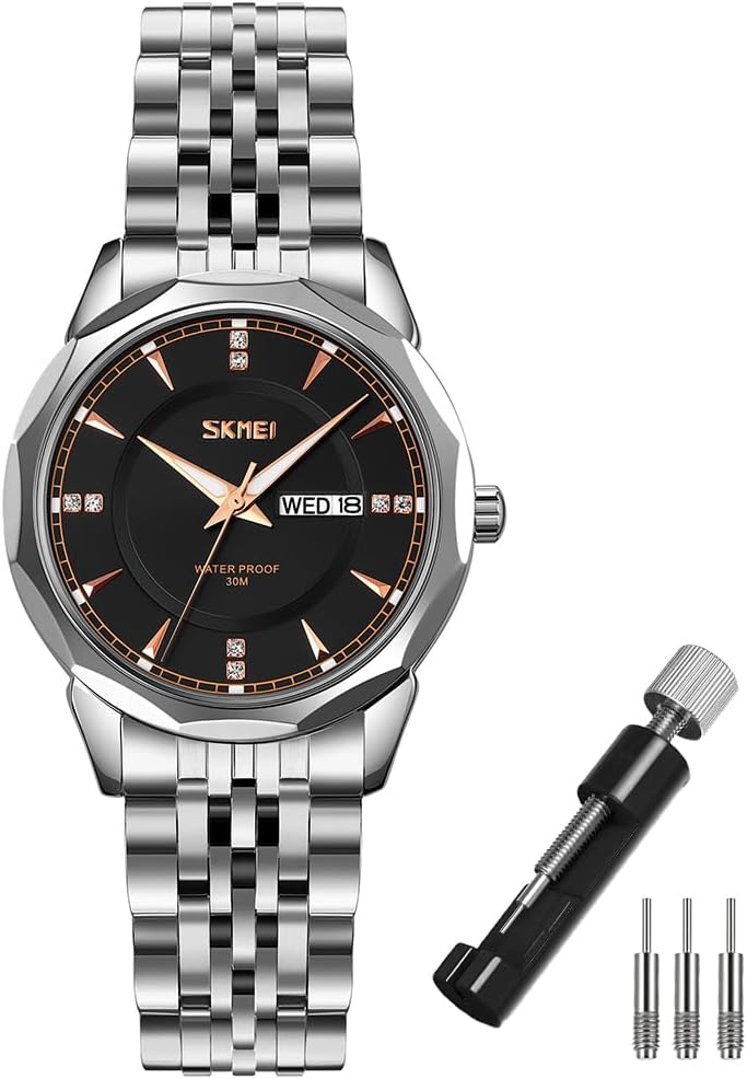 SKMEI Watch for Women Business Classic Fashion Stainless Dress Luxury Analog Waterproof Simple Day Date Ladies Female Wife Gifts Silver Gold Wrist Watches
