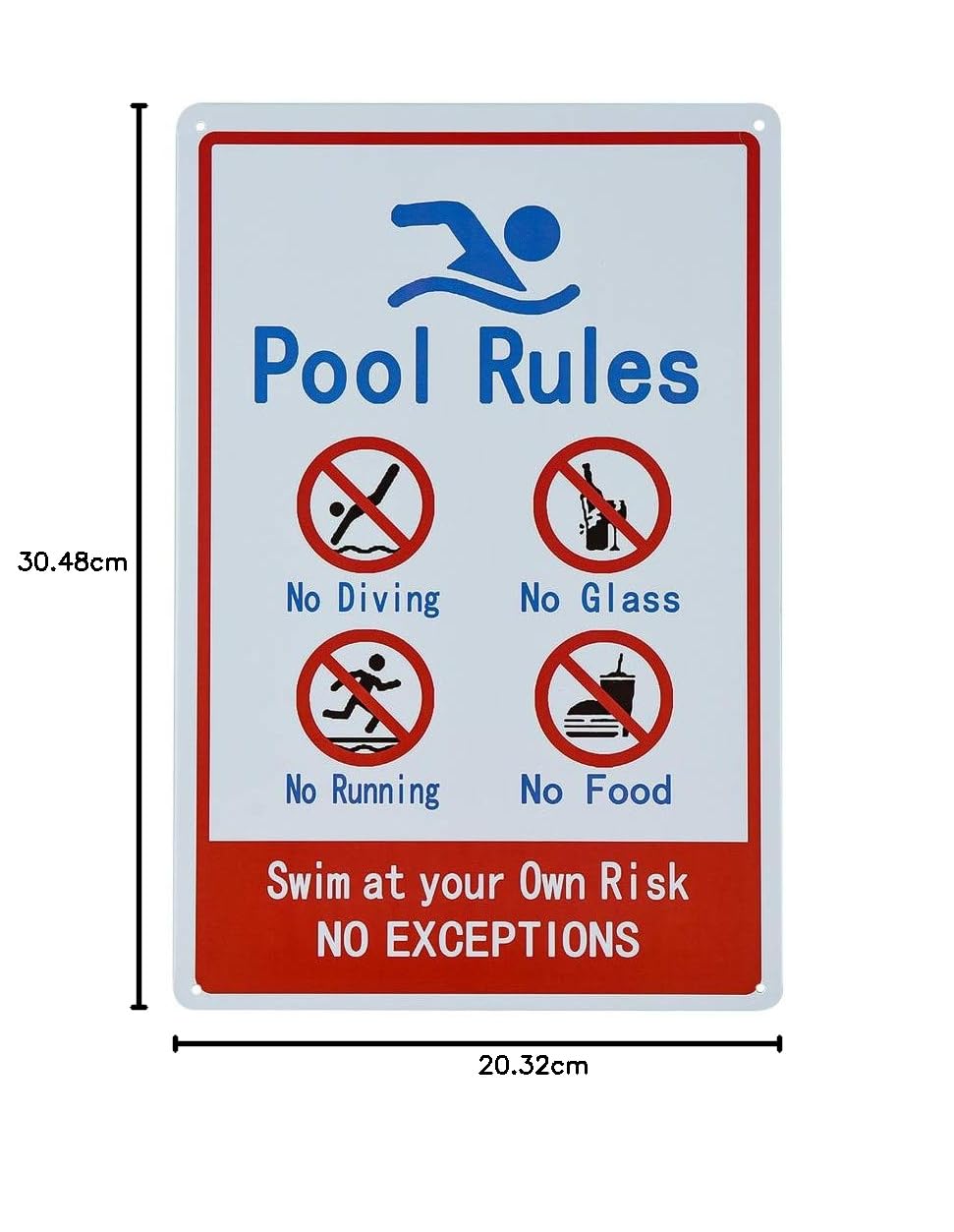 Lot de 2 panneaux pour piscines résidentielles ou commerciales, règles générales de piscine commerciales