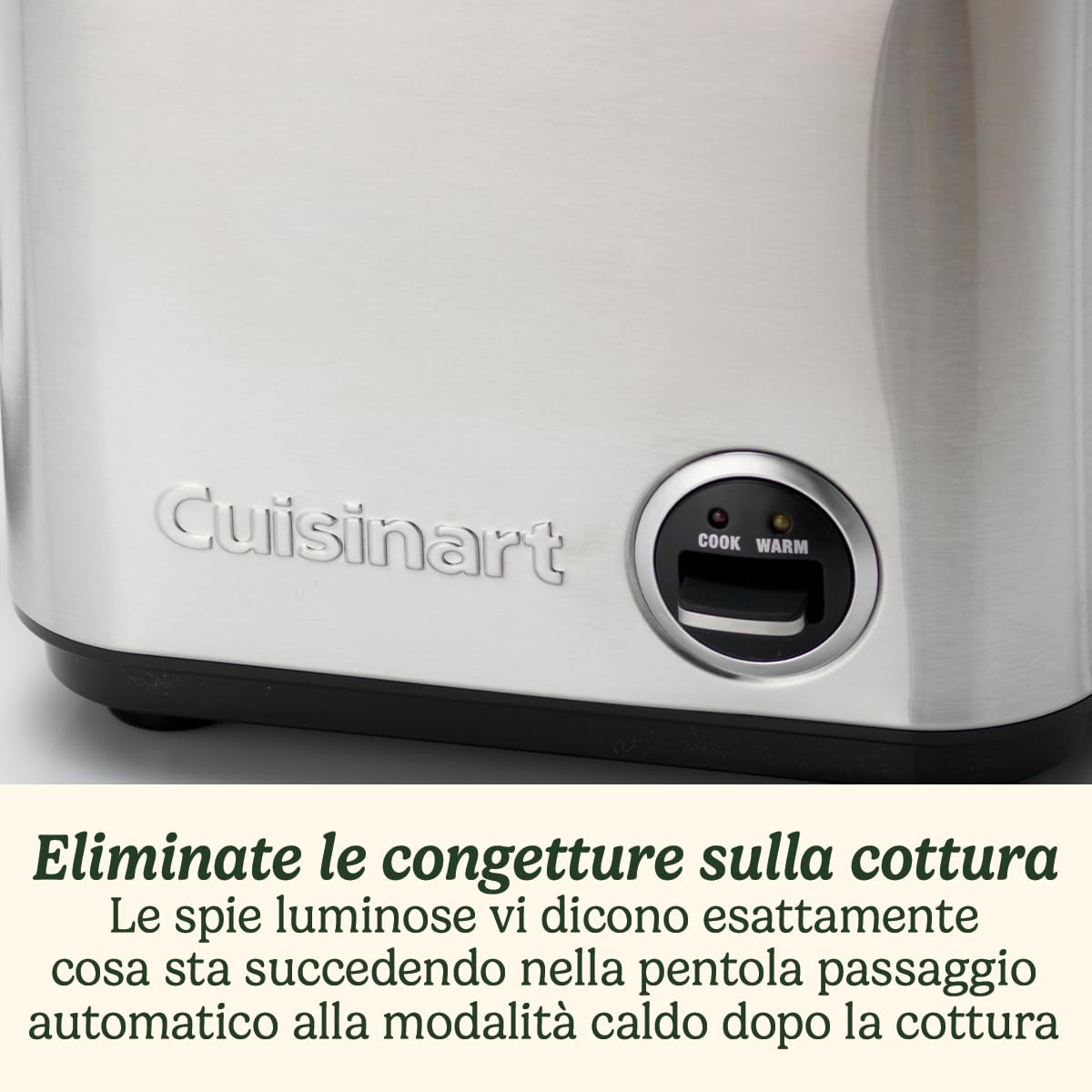 Cuisinart Cuociriso Multifunzone | Cuoce a vapore e mantiene al caldo | Cavo retrattile | Recipiente Antiaderente e Cestino in Acciaio Inox senza BPA | Fino a 400g di riso, 6 Porzioni